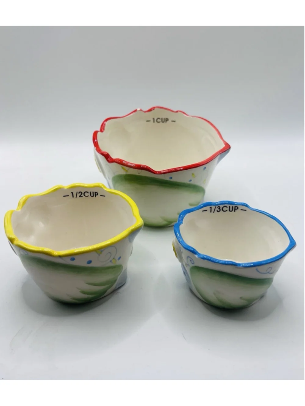 Pier 1 Imports Nesting Owl Measuring Cups ~ Set of 3 ~ Red Yellow Blue